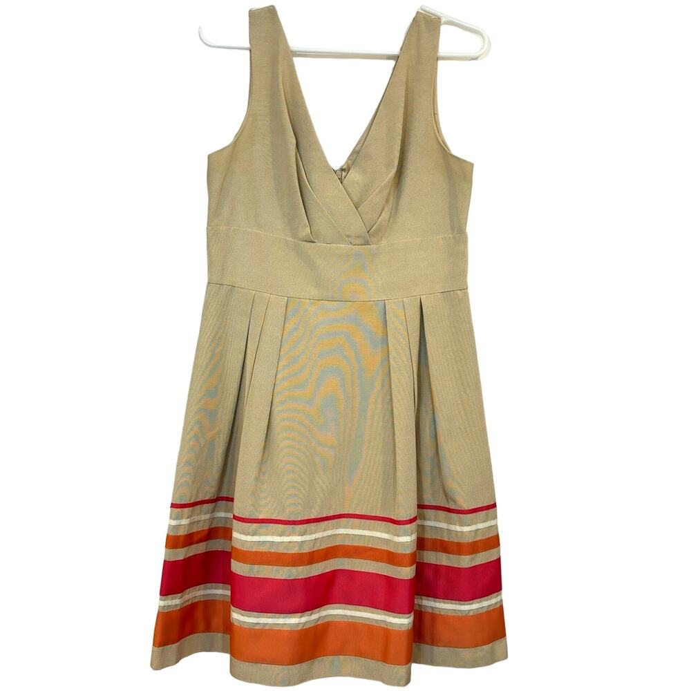 Julia Jordan Fit & Flare Sleeveless Dress Pink & Orange Strips Hem Size 10